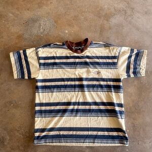 Billabong Beige and Navy Striped Tee